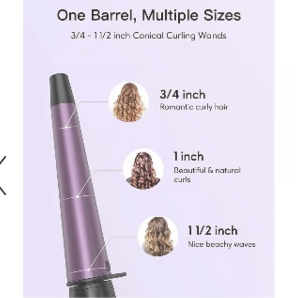 KIPOZI Pro Conical Curling Wand, 3/4-1 1 - Picture 2 of 3